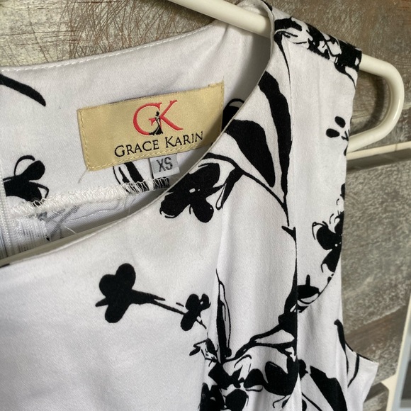 Grace Karin White Black Floral Dress - Picture 3 of 9